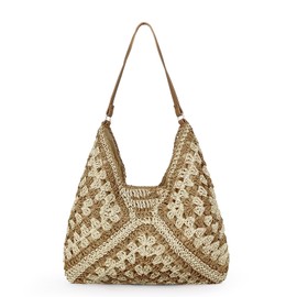 AdiStylinno Straw Hobo Bags for Women, Large Capacity Woven Beach Tote Bag Summer Vintage Shoulder Bag for Travel (Brown)