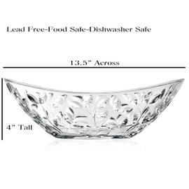 Lorren Home Trends Laurus 13.5" Crystal Oval Bowl