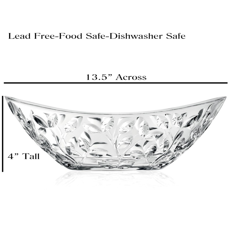Lorren Home Trends Laurus 13.5" Crystal Oval Bowl