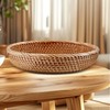 Hand-Woven Rattan Key Basket, Round Rattan Key Tray for Entryway
