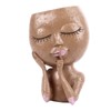 Girl Head Flowerpot Fadeless Durable Resin Face Planter Decorative Succulent