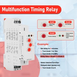AGJIQ Multifunctional Delay Time Relay, GRT8-M1 AC/DC 12V-240V Wide Voltage Relays Timer, 10 Functions Delay ON Off, DIN Rail Mount Timer Relay for Industrial Control & Smart Home