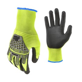 Gorilla Grip Max RhinoFlex High Vis Work Gloves With Impact and Abrasion Protection, Medium