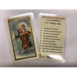 Holy Prayer Cards for The Prayer of The Ten Commandments for Highway Safety in English Set of 2