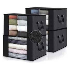 Bolsa De Almacenamiento Para Ropa Edredón Plegable Caja 4pzs Negro