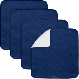 Waterproof Incontinence Chair Pads, 22" x 21" Wheelchair Reusable Seat Pads Cover, Washable Nursery Seat Protector, 4 Pack Navy