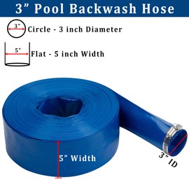 3 in x 50 ft Pool Backwash Hose Heavy Duty Drain Discharge Vinyl Hoses