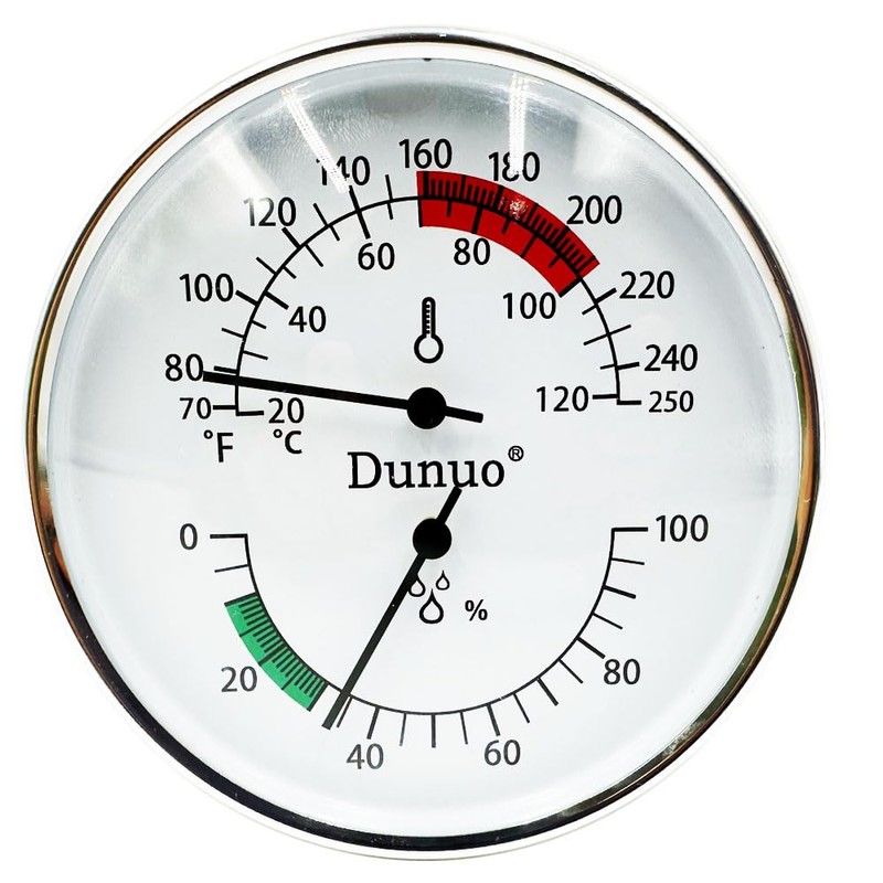 Dunuo 4-Inch Sauna Thermometer & Hygrometer 2-in-1 with Fahrenheit Display