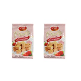 Gastone Lago Party Wafers Cookies With Strawberry Cream Filling 8.82 oz, 250g (Pack of 2) (Strawberry, 2-Pack)