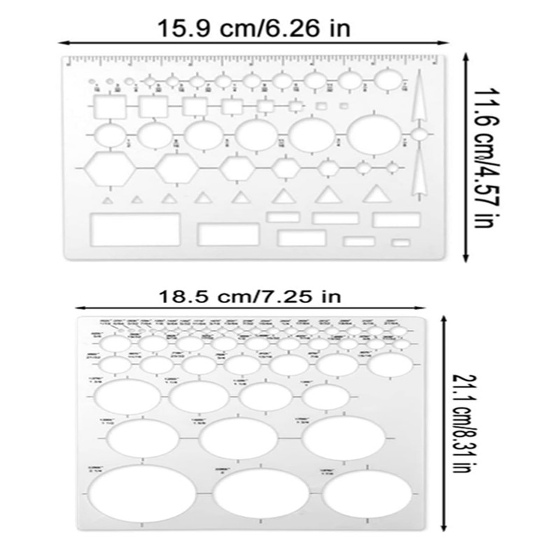 Circle Template & Stencil 4-Pack Set Drafting Templates for Architecture,