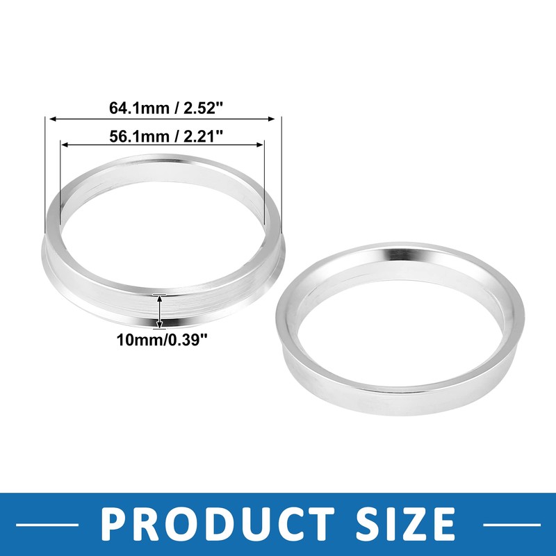 A ABSOPRO 60.1 to 56.1mm Wheel Hub Centric Rings Silver