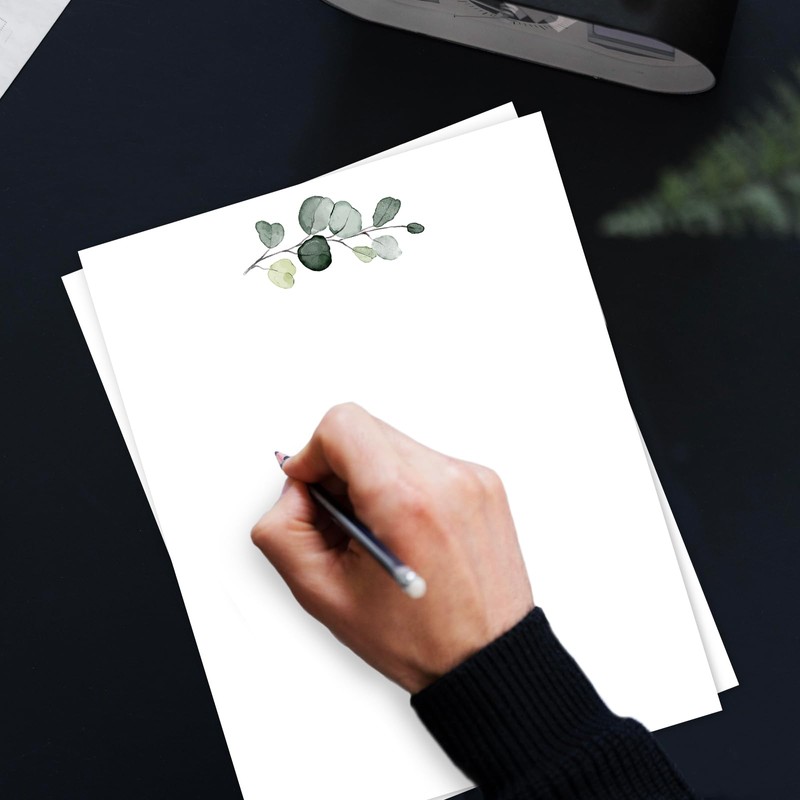 60 Sheets Stationery Letterhead Paper Greenery Letter Paper Eucalyptus Leaves