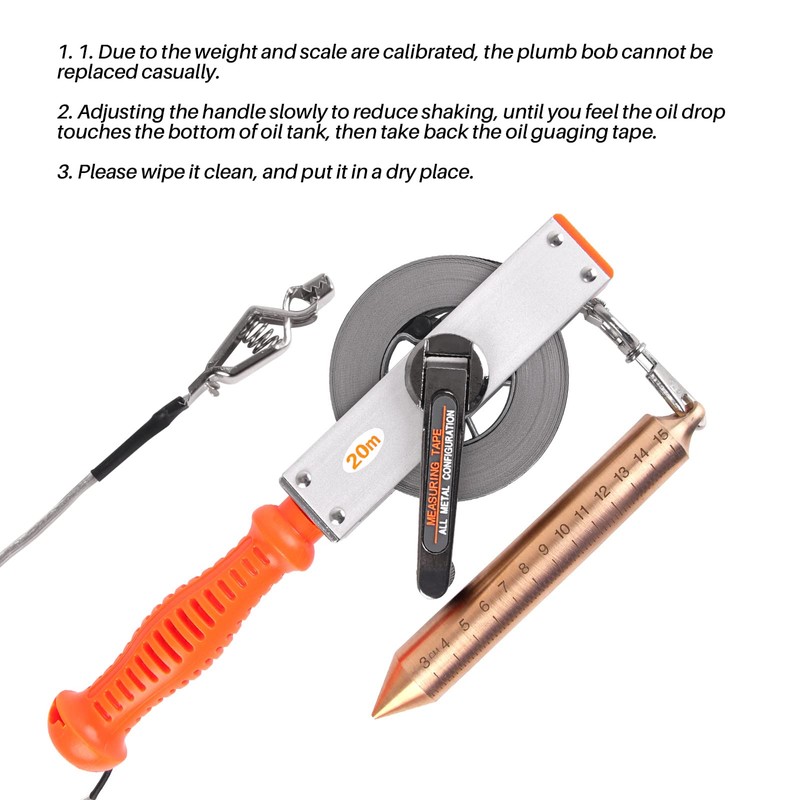 Cekegon Oil Gauging Tape with 560g/20oz Plumb bob, Explosion-Proof Oil