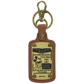 ナポレックス(Napolex) キーホルダー メタルプレート 本革調 刻印 英文プリント カーアクセサリー カー用品 ディズニー ミッキーマウス WDー332
