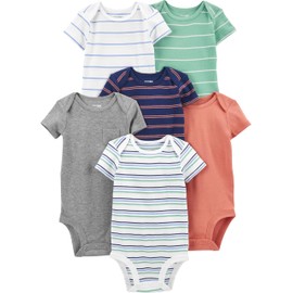Simple Joys by Carter's Boys' 6-Pack Short-Sleeve Bodysuit, Multicolor/Stripe, 6-9 Months