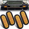 Partswcgg 4Pcs 6" Inch Oval Amber Led Strobe Lights 24LED