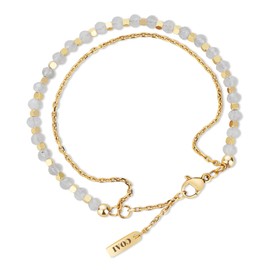 COAI Women's Gemstone Bracelet with Faceted Stone Beads and Layering Chain Bracelets Lucky Bracelet for Women, Sterling Silver Stone, Moonstone