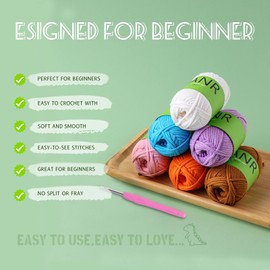 Crochet Yarn ;Cotton Chunky Yarn for Beginners with Easy-to-See Stitches; Beginner Yarn for Crocheting and Knitting Crochet Kits;Cotton-Nylon Blend;Worsted-Weight Medium #4(3x50g) Black Yarn