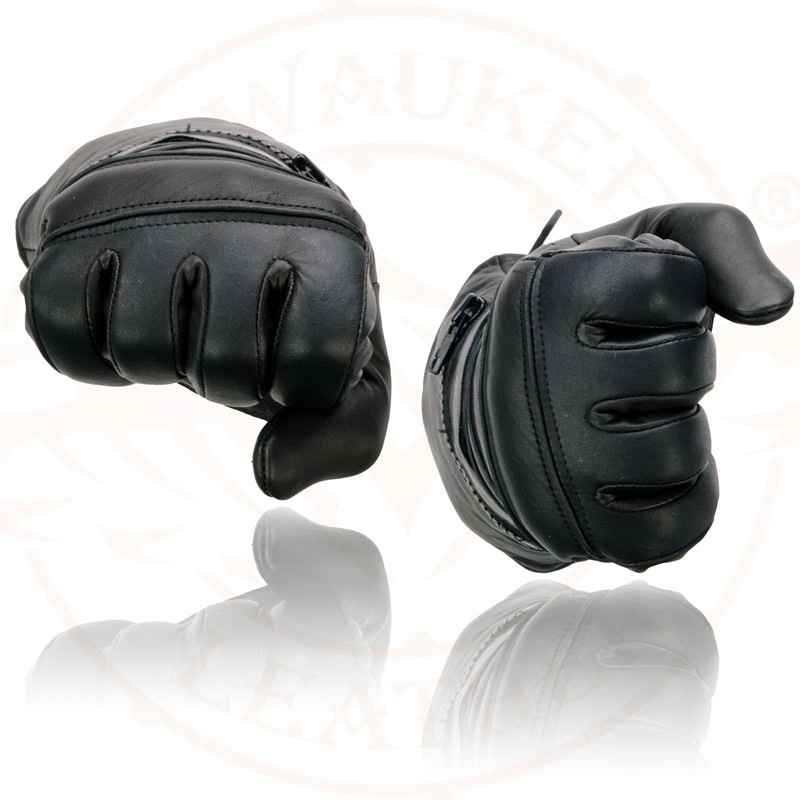 Milwaukee Leather Men's Leather Gauntlet Lined Motorcycle Hand Gloves -