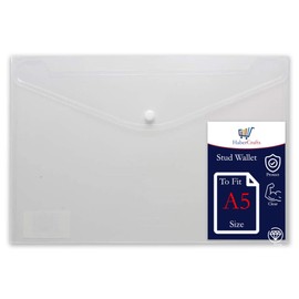 A5 Plastic Wallet Popper Wallet Clear Plastic Wallets A5 Heavy Duty Plastic Wallets Thick Stud Wallet with Popper Press Stud Document Wallet Folder File (A5 Size - 25 Stud Wallets)