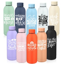 Reallnaive 10 Pcs Thank You Nurse Appreciation Gift 17 oz Frosted Stainless Steel Water Bottle Double Wall 304 Cup Tumbler for Nurses Week Gifts Nursing Graduation Women(Fashion)