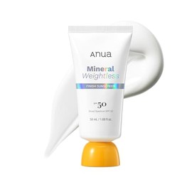 Anua Mineral Weightless Finish Sunscreen SPF 50, Broad Spectrum, Zinc-Based for Sensitive Skin, Lightweight Hydrating Lotion Texture, Under Makeup, Korean Skincare, 1.69 fl oz