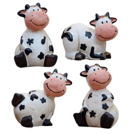 Cute Mini Cattle Cow Figurines Resin Statue Animal Model Desktop Ornament Micro Landscape Home Decor