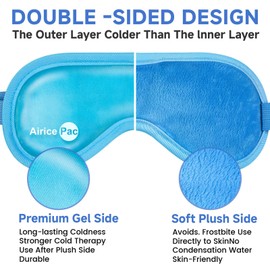 AiricePac Cold Eye Mask Cooling Eye Mask for Dry Eyes, Gel Eye Mask Eye Ice Pack Reusable Cold Eye Compress for Dark Circles, Migraines, Eye Surgery, Skin Care