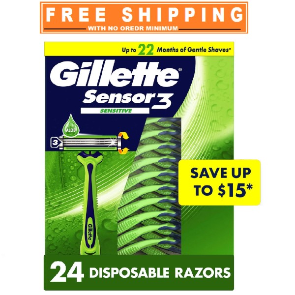 Gillette Sensor3 Sensitive Men's Disposable Razor, 24 ct.