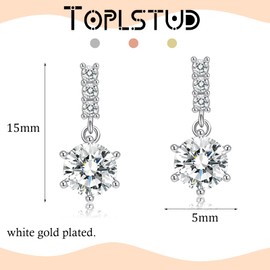 Drop Stud Earrings for Women, Hypoallergenic Cubic Zirconia Earrings Studs, Silver Dangling Stud Earrings for Women, Jewellery for Women Birthday Christmas Gifts