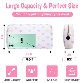 Nylon Small Makeup Bag for Purse, Cute Makeup Bag Preppy Cosmetic Zipper Pouch Purse, Waterproof Portable Travel Toiletry Bag Clutch Makeup Brush Bag Organizer Storage for Women Men Girl(White-Heart)