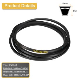 QUARKZMAN SPZ3550 8 x 3550 V-Belt Rubber Conveyor Belts for Car Engine Industrial Equipment Mechanism
