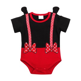 Short Sleeve Cartoon Baby Bodysuit Playsuit Funny Toddler Infant Jumpsuit（90 Miss Mouse）