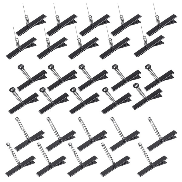 30 Pcs Black Alligator Hair Clips with 3 Sizes Duck
