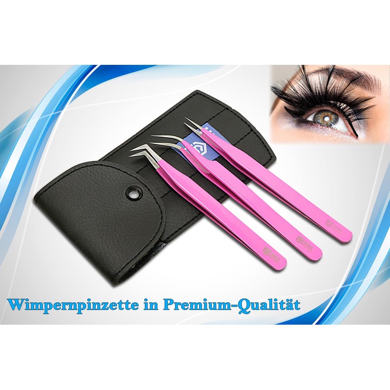 SMI 3-Piece Eyelash Tweezers Set, Curved & Straight, Eyelash Tweezers,