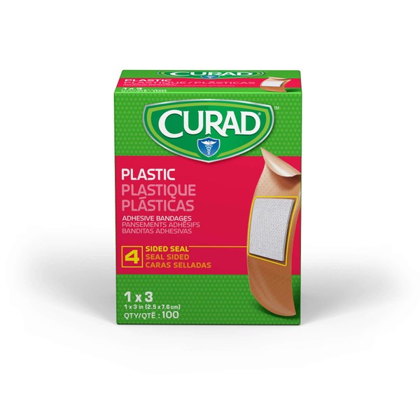 Curad Plastic Adhesive Bandages, Bandage Size is 1" x 3" (Case of 1,200)