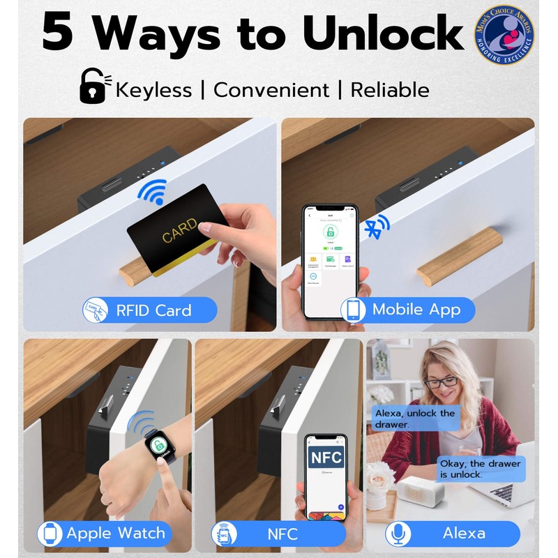 Anweller Smart Cabinet Lock, Hidden No Drill Adhesive Baby Proofing