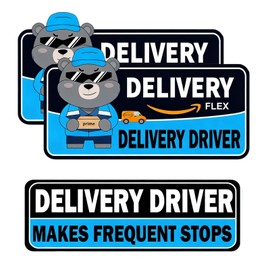 Flex Delivery Driver Car Magnet, 3PCS Frequent Stops Removable Set, Delivery Vehicle Magnet Car Door and Bumper Sign, High Reflective Waterproof Weather-Resistant