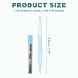 M&G 4Pcs Mechanical Pencil Set, 0.9mm Mechanical Lead Pencils with 40PCS HB Lead Refills for Drafting Sketching Art Class Writing Office Classroom, Blue