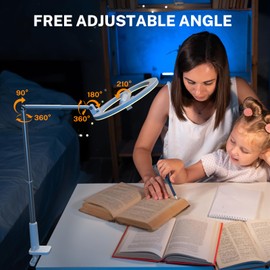 10'' Magic Arm Ring Light with Desk Clamp & Built-in Battery, Overhead Phone Mount Fill Light and Phone Holder Circle Desktop Articulating Arm for Video Recording, Zoom Meeting, Tiktok, YouTube Vlog