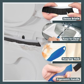 TQRR Toilet Brush, 2 Pcs Bathroom Cleaning Brush, Toilet Scrubber, Deep Toilet Bowl Brush with Hanging Hole, Multifunctional Gap Cleaning Brush, Bristles for Kitchen Sinks, Tub,Shower (2, Navy Blue)