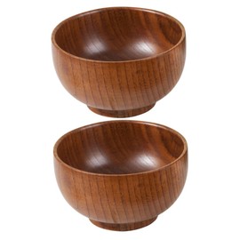 Ciieeo 2pcs Wooden Salad Bowl Food Grade Heat Resistant Fruit Bowl for Home Restaurant Canteen Smooth Edges Design