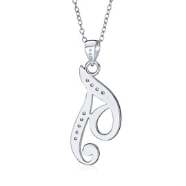 Bling Jewelry Abc Cubic Zirconia Pave Cz Cursive Schrift Letter Alphabet Initiale T Anhänger Halskette Für Frauen Sterling Silber