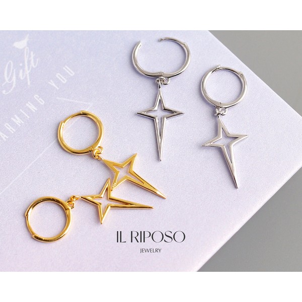Funky Earrings • Geometric Cross Hoop Earrings • Gifts For Her • Minimalist Earrings In Sterling Silver • Best friend Gift - EH1060
