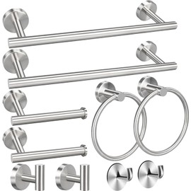 Toptowel 8 Pieces Bathroom Towel Rack Set, Includes 2PCS 23.6 inch Towel bar, 2PCS Towel Hook, 2 PCS Towel Ring, 2PCS Toilet Paper Holder-Matte Black Bathroom Accessories Sets