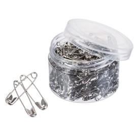 MECCANIXITY Safety Pins 1 Inch Metal Sewing Pins with Box for Office Home Silver Tone 600 Count
