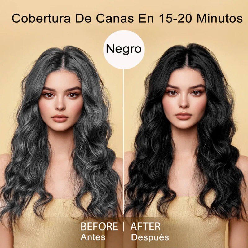 Shampoo Tinte Rapido Natural Cubre Canas Hombre Mujer 2pcs