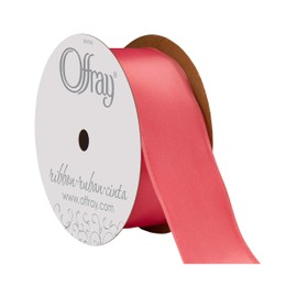 Offray Wired Edge Single Face Satin Contessa Craft Ribbon, 1-1/2-Inch by 25-Yard Spool, Coral