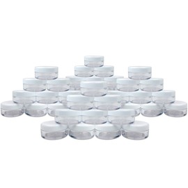 Beauticom 100 Pieces 5G/5ML Clear Plastic Cosmetic Container Jars with White Lids & 100Pcs Disposable Plastic White Spatulas