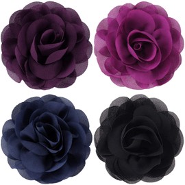 WILLBOND 4 Pieces Dog Flower Bow Collar Multicolored Pet Bow Collar Dog Charms Flower Set for Puppy Cat Pet Grooming Accessories(Black, Dark Blue, Dark Purple, Black Purple)